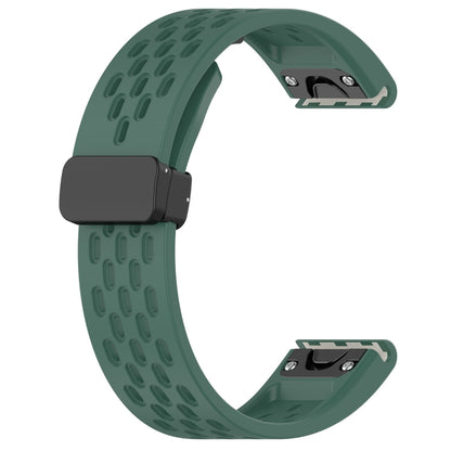 For Garmin Instinct 2x Quick Release Holes Magnetic Buckle Silicone Watch Band(Dark Green) - Watch Bands by buy2fix | Online Shopping UK | buy2fix
