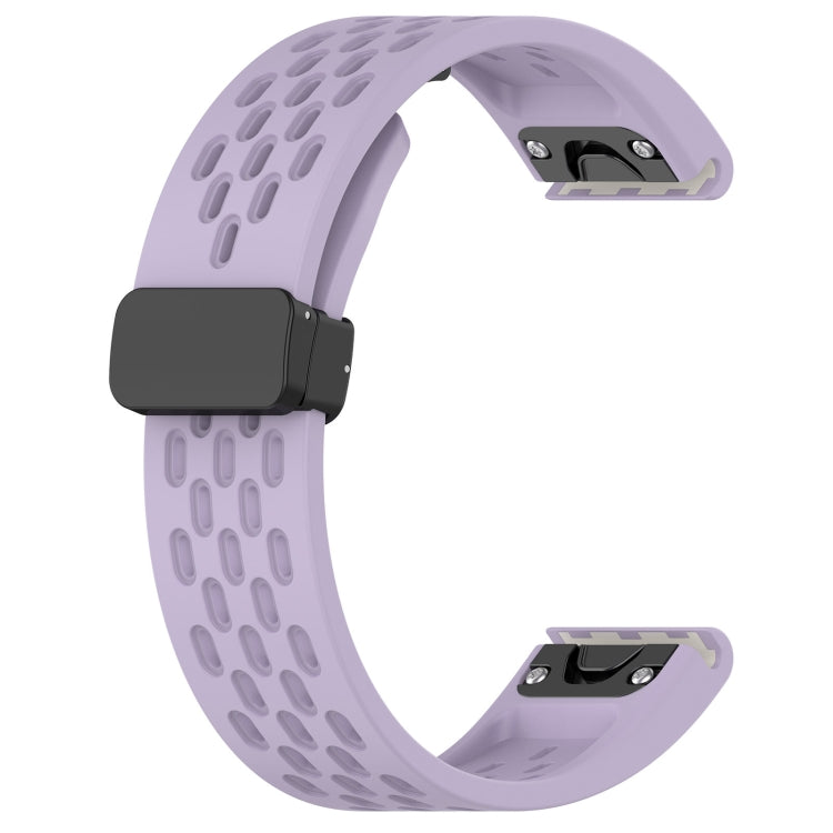 For Garmin Fenix 6X GPS / 6X Pro Quick Release Holes Magnetic Buckle Silicone Watch Band(Purple) - Watch Bands by buy2fix | Online Shopping UK | buy2fix