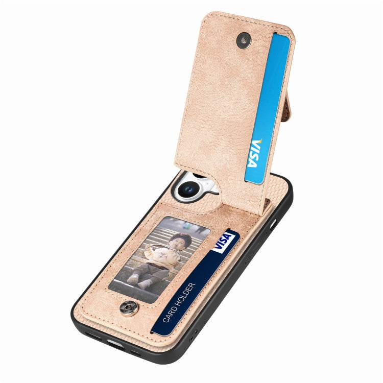 For iPhone 16 Plus Carbon Fiber Vertical Flip Zipper Phone Case(Khaki) - iPhone 16 Plus Cases by buy2fix | Online Shopping UK | buy2fix