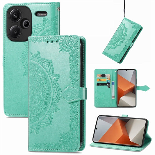 For Xiaomi Redmi Note 13 Pro+ Mandala Flower Embossed Leather Phone Case(Green) - Note 13 Pro+ Cases by buy2fix | Online Shopping UK | buy2fix
