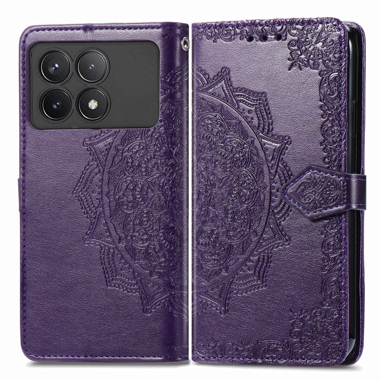 For Xiaomi Redmi K70 Mandala Flower Embossed Leather Phone Case(Purple) - K70 Cases by buy2fix | Online Shopping UK | buy2fix