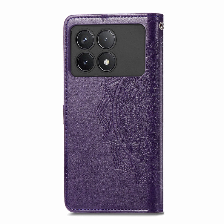 For Xiaomi Redmi K70 Mandala Flower Embossed Leather Phone Case(Purple) - K70 Cases by buy2fix | Online Shopping UK | buy2fix