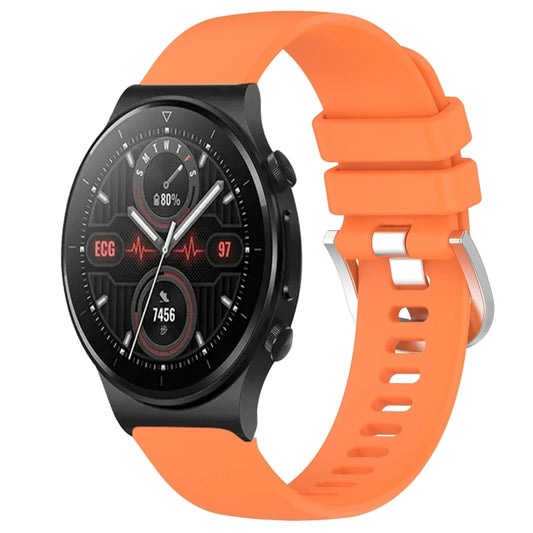 For Huawei Watch GT2 Pro 22mm Liquid Glossy Silver Buckle Silicone Watch Band(Orange) - Watch Bands by buy2fix | Online Shopping UK | buy2fix