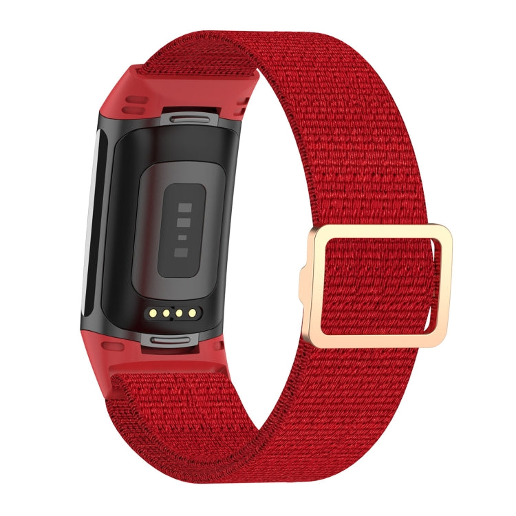For Fitbit Charge 6 Elastic Nylon Braid Watch Band(Red) - Watch Bands by buy2fix | Online Shopping UK | buy2fix