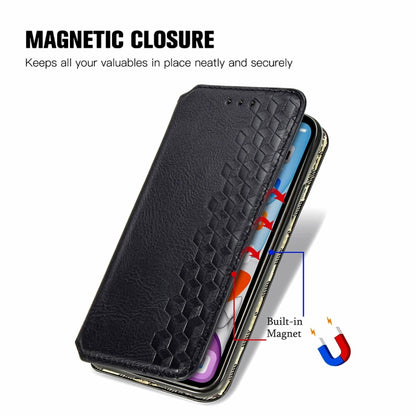 For OnePlus 12 Cubic Grid Pressed Magnetic Leather Phone Case(Black) - OnePlus Cases by buy2fix | Online Shopping UK | buy2fix