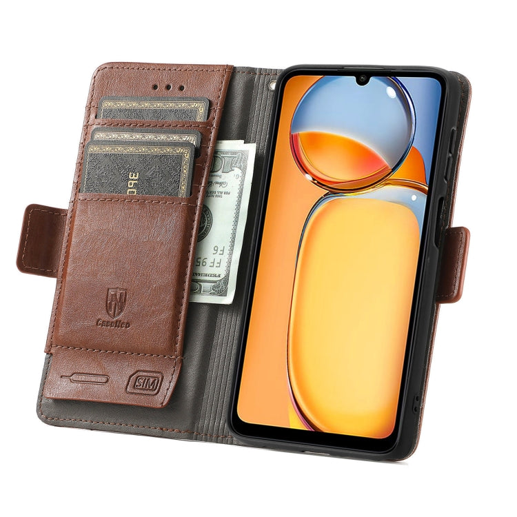 For Xiaomi Redmi 13C CaseNeo Splicing Dual Magnetic Buckle Leather Phone Case(Brown) - 13C Cases by buy2fix | Online Shopping UK | buy2fix
