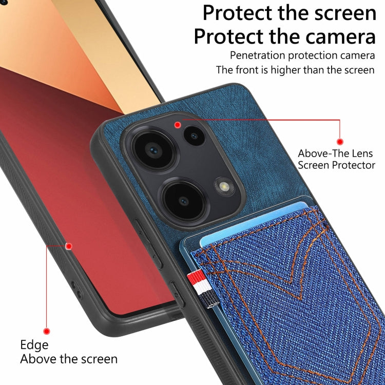 For Xiaomi Redmi Note 13 Pro 4G Denim Texture Leather Skin Phone Case with Card Slot(Blue) - Note 13 Pro Cases by buy2fix | Online Shopping UK | buy2fix