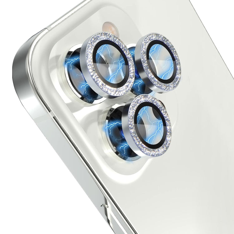 For iPhone 15 Pro / 15 Pro Max NORTHJO Camera Lens Protector Tempered Glass Bling Glitter Metal Ring Film(Silver) - iPhone 15 Pro Tempered Glass by NORTHJO | Online Shopping UK | buy2fix