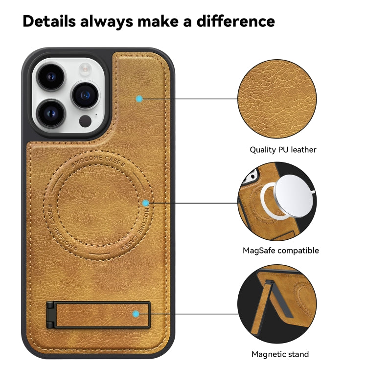 For iPhone 13 Multi-function Holder MagSafe PU Phone Case(Brown) - iPhone 13 Cases by buy2fix | Online Shopping UK | buy2fix