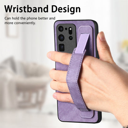 For Samsung Galaxy S20 Ultra 5G Retro Wristband Holder Leather Back Phone Case(Purple) - Galaxy Phone Cases by buy2fix | Online Shopping UK | buy2fix