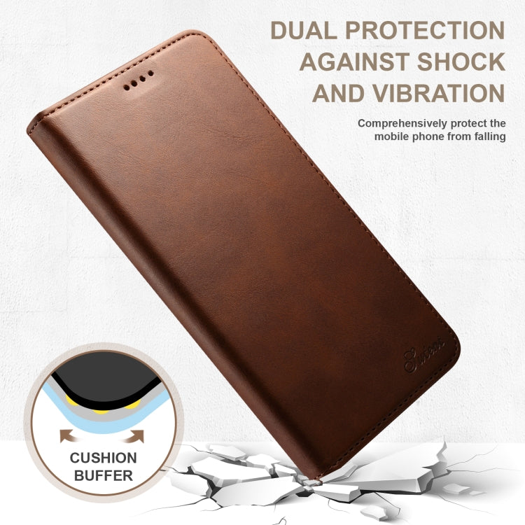 For iPhone 16 Pro Suteni Calf Texture Horizontal Flip Leather Phone Case(Brown) - iPhone 16 Pro Cases by Suteni | Online Shopping UK | buy2fix