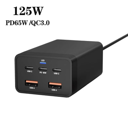 GAN 125W PD65W Dual Type-C + QC3.0 USB Multi Compatible Notebook Adapter UK Plug - Cable & Adapter by buy2fix | Online Shopping UK | buy2fix