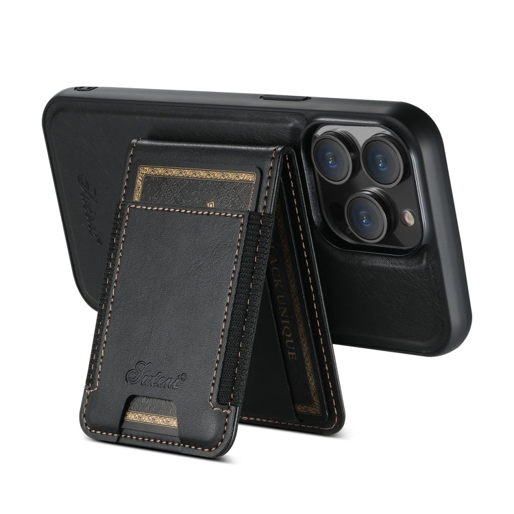 For iPhone 14 Plus Suteni H17 Oil Eax Leather MagSafe Detachable Wallet Phone Case(Black) - iPhone 14 Plus Cases by Suteni | Online Shopping UK | buy2fix