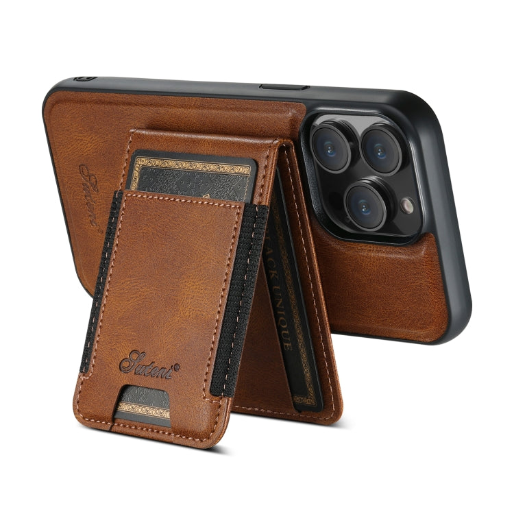 For iPhone 14 Pro Max Suteni H17 Oil Eax Leather MagSafe Detachable Wallet Phone Case(Brown) - iPhone 14 Pro Max Cases by Suteni | Online Shopping UK | buy2fix