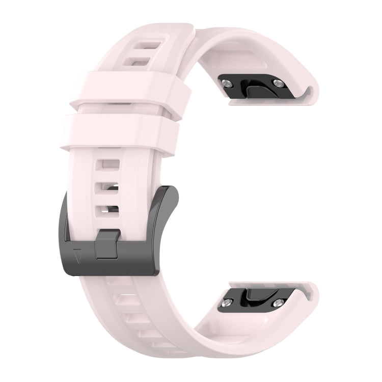 For Garmin Fenix 7 Solar / Sapphire Solar Solid Color Black Buckle Silicone Quick Release Watch Band(Pink) - Watch Bands by buy2fix | Online Shopping UK | buy2fix