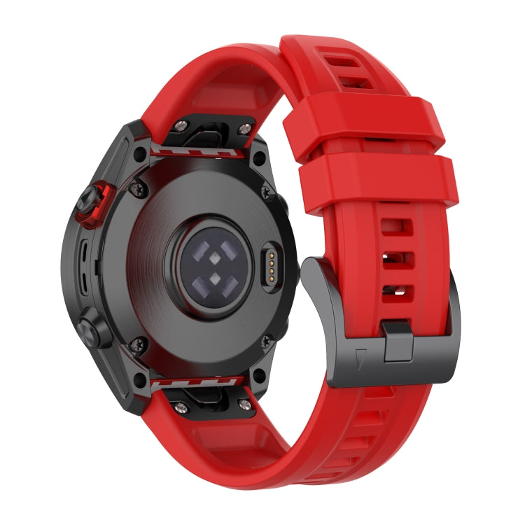 For Garmin Fenix 6 Pro GPS Solid Color Black Buckle Silicone Quick Release Watch Band(Red) - Watch Bands by buy2fix | Online Shopping UK | buy2fix