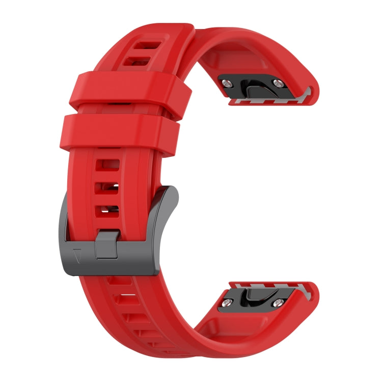 For Garmin MARQ Solid Color Black Buckle Silicone Quick Release Watch Band(Red) - Watch Bands by buy2fix | Online Shopping UK | buy2fix