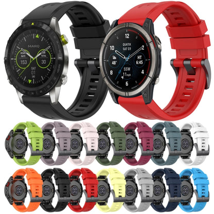 For Garmin Fenix 5 / Fenix 5 Plus Solid Color Black Buckle Silicone Quick Release Watch Band(Gray) - Watch Bands by buy2fix | Online Shopping UK | buy2fix