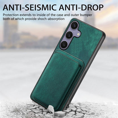 For Samsung Galaxy S25+ 5G Retro Leather Card Bag Magnetic Phone Case(Green) - Galaxy S25+ 5G Cases by buy2fix | Online Shopping UK | buy2fix