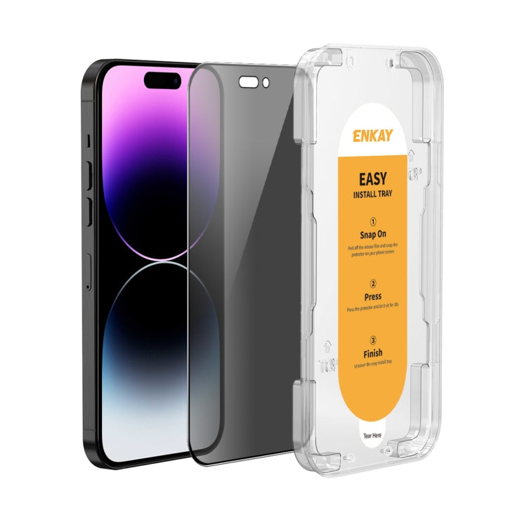 For iPhone 14 Pro ENKAY Easy Install Anti-peeping Privacy Full Screen Tempered Glass Film - iPhone 14 Pro Tempered Glass by ENKAY | Online Shopping UK | buy2fix
