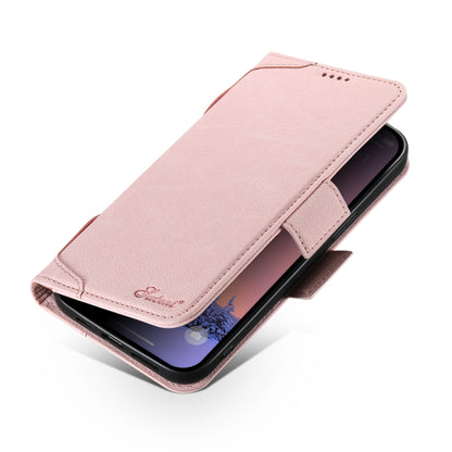 For iPhone 13 SUTENI J07 Multifunctional Horizontal Flip Magsafe Leather Phone Case(Pink) - iPhone 13 Cases by Suteni | Online Shopping UK | buy2fix