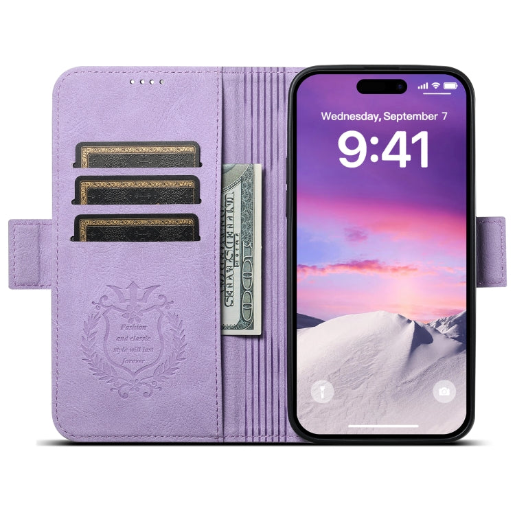 For iPhone 14 Pro Max SUTENI J07 Multifunctional Horizontal Flip Magsafe Leather Phone Case(Purple) - iPhone 14 Pro Max Cases by Suteni | Online Shopping UK | buy2fix