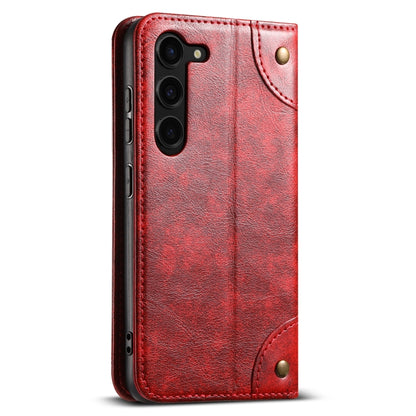 For Samsung Galaxy S24 5G Suteni Baroque Calf Texture Buckle Wallet Leather Phone Case(Red) - Galaxy S24 5G Cases by Suteni | Online Shopping UK | buy2fix