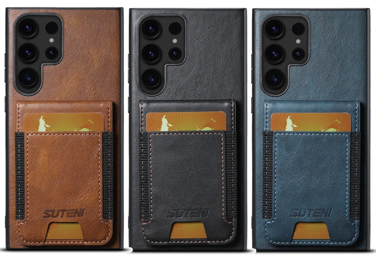 For Samsung Galaxy S23 Ultra 5G Suteni H03 Oil Wax Leather Wallet Stand Back Phone Case(Brown) - Galaxy S23 Ultra 5G Cases by Suteni | Online Shopping UK | buy2fix