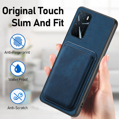 For OPPO A58 4G Retro Leather Card Bag Magnetic Phone Case(Blue) - OPPO Cases by buy2fix | Online Shopping UK | buy2fix