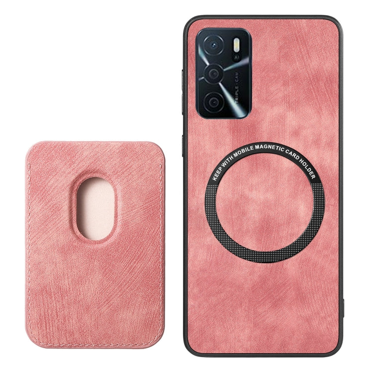 For OPPO Reno9 Pro+ 5G Retro Leather Card Bag Magnetic Phone Case(Pink) - OPPO Cases by buy2fix | Online Shopping UK | buy2fix