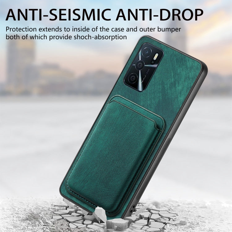 For OPPO A57 4G Retro Leather Card Bag Magnetic Phone Case(Green) - OPPO Cases by buy2fix | Online Shopping UK | buy2fix