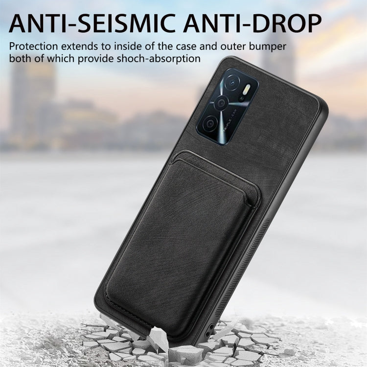 For OPPO Reno8 Pro 5G Retro Leather Card Bag Magnetic Phone Case(Black) - OPPO Cases by buy2fix | Online Shopping UK | buy2fix