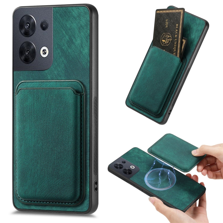 For OPPO Reno8 5G Retro Leather Card Bag Magnetic Phone Case(Green) - OPPO Cases by buy2fix | Online Shopping UK | buy2fix