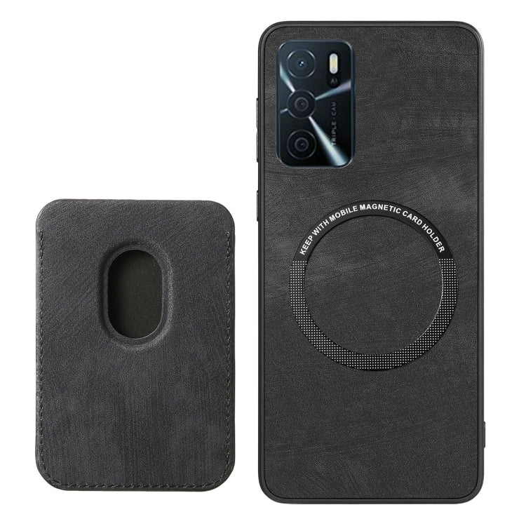 For OPPO Reno7 5G Retro Leather Card Bag Magnetic Phone Case(Black) - OPPO Cases by buy2fix | Online Shopping UK | buy2fix