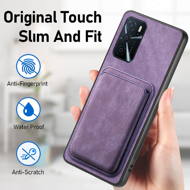 For OPPO A15 Retro Leather Card Bag Magnetic Phone Case(Purple) - OPPO Cases by buy2fix | Online Shopping UK | buy2fix