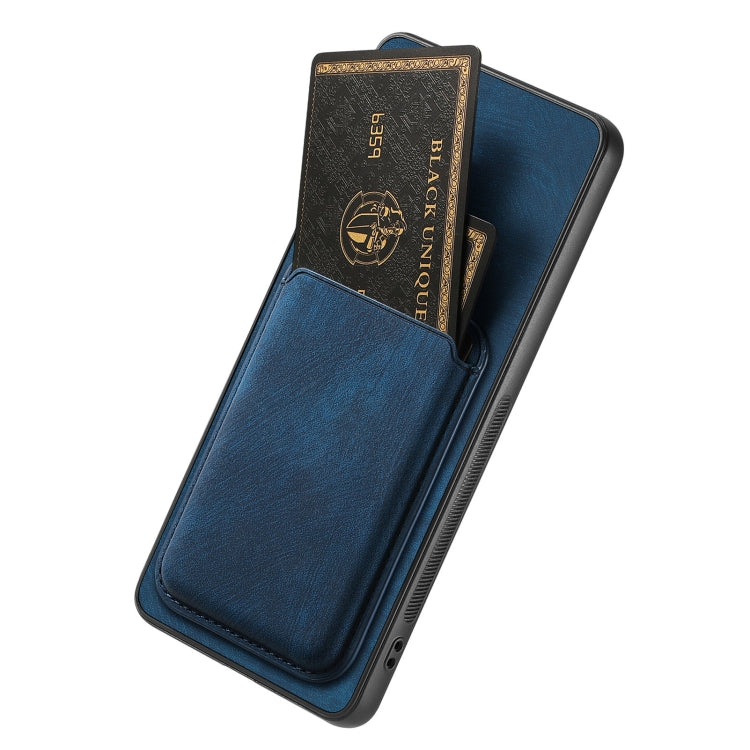 For OPPO Reno7 Z 5G/F21 Pro 5G Retro Leather Card Bag Magnetic Phone Case(Blue) - OPPO Cases by buy2fix | Online Shopping UK | buy2fix