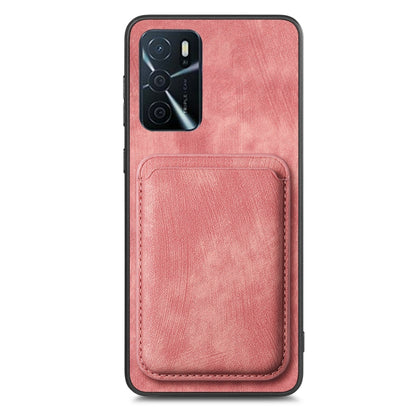 For OPPO A53 / A53S Retro Leather Card Bag Magnetic Phone Case(Pink) - OPPO Cases by buy2fix | Online Shopping UK | buy2fix