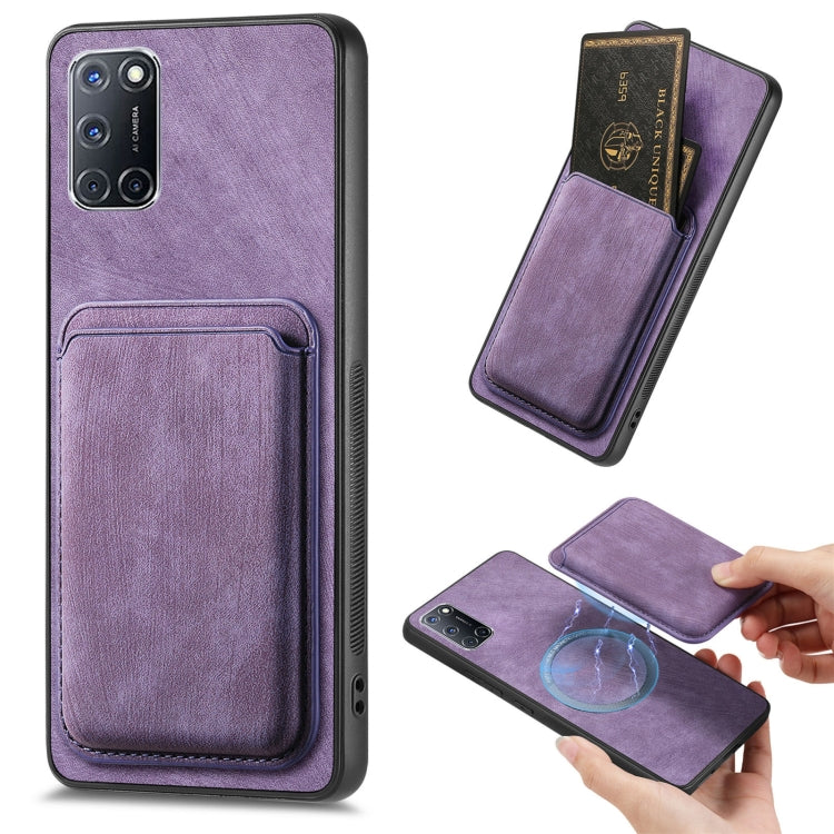 For OPPO A52 / A72/ A92 Retro Leather Card Bag Magnetic Phone Case(Purple) - OPPO Cases by buy2fix | Online Shopping UK | buy2fix