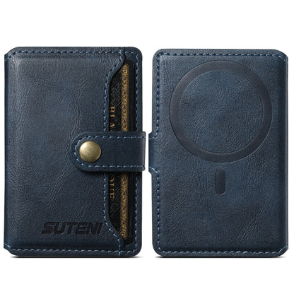 Suteni S2 Phone Magnetic Card Case Card Sleeve MagSafe Magnetic Coil PU Leather(Blue) - Others Accessories by Suteni | Online Shopping UK | buy2fix