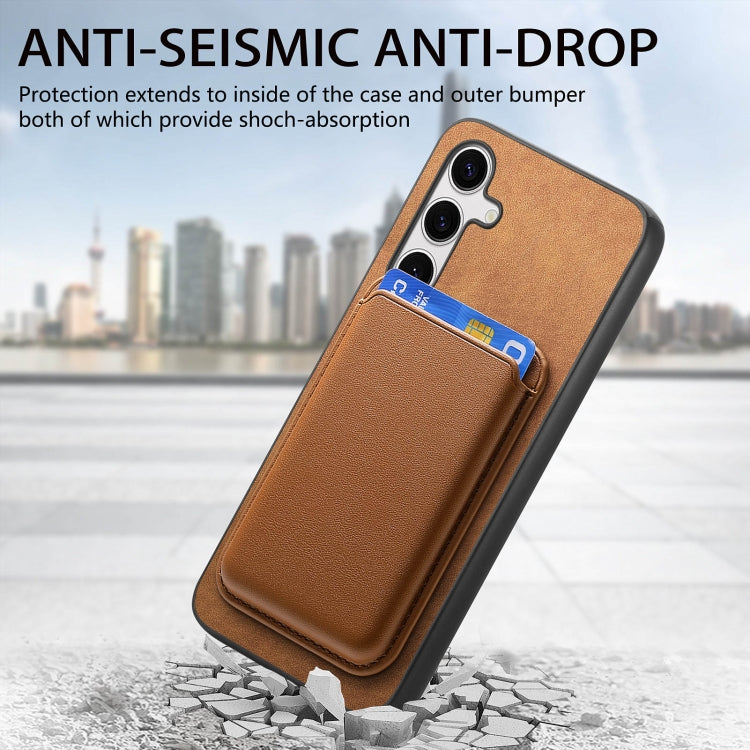 For Samsung Galaxy S25+ 5G Retro Magsafe Card Bag PU Back Cover Phone Case(Brown) - Galaxy S25+ 5G Cases by buy2fix | Online Shopping UK | buy2fix