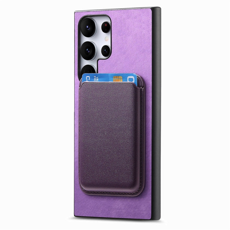 For Samsung Galaxy S25 Ultra 5G Retro Magsafe Card Bag PU Back Cover Phone Case(Purple) - Galaxy S25 Ultra 5G Cases by buy2fix | Online Shopping UK | buy2fix