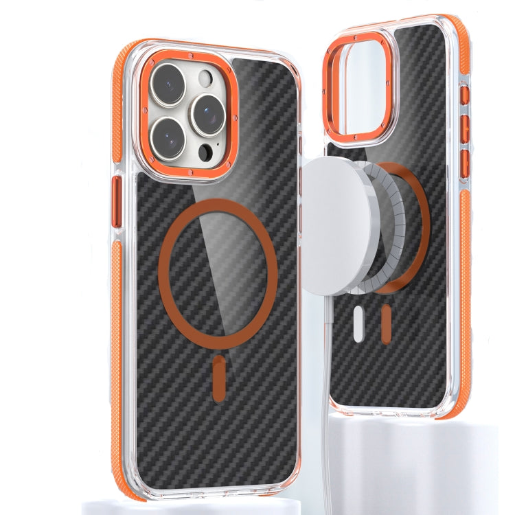 For iPhone 15 Pro Max Magsafe Dual-Color Carbon Fiber Phone Case(Orange) - iPhone 15 Pro Max Cases by buy2fix | Online Shopping UK | buy2fix