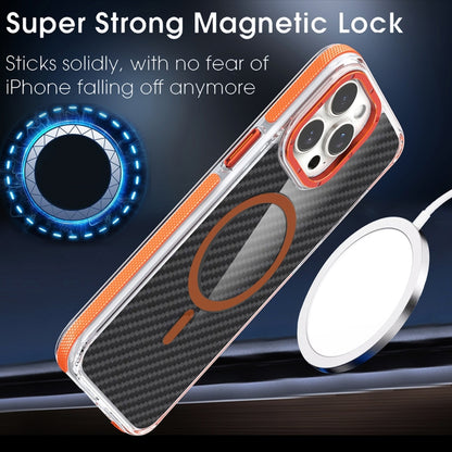 For iPhone 13 Pro Magsafe Dual-Color Carbon Fiber Phone Case(Orange) - iPhone 13 Pro Cases by buy2fix | Online Shopping UK | buy2fix