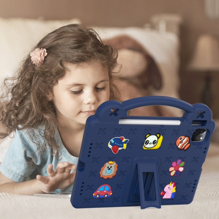 For iPad Air 11 2024 Handle Kickstand Children EVA Shockproof Tablet Case(Navy Blue) - iPad Air 11 2024 Cases by buy2fix | Online Shopping UK | buy2fix