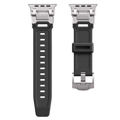 For  Apple Watch Series 9 45mm Silicone Armor Mecha Head Watch Band(Black) - Watch Bands by buy2fix | Online Shopping UK | buy2fix