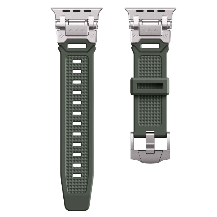 For Apple Watch Series 8 45mm Silicone Armor Mecha Head Watch Band(Green) - Watch Bands by buy2fix | Online Shopping UK | buy2fix