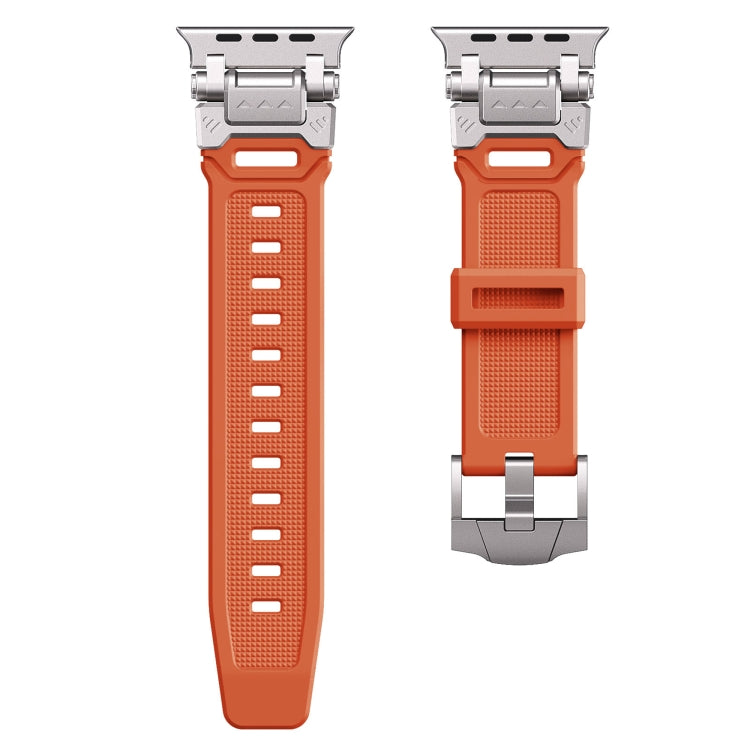 For Apple Watch Series 6 44mm Silicone Armor Mecha Head Watch Band(Orange) - Watch Bands by buy2fix | Online Shopping UK | buy2fix