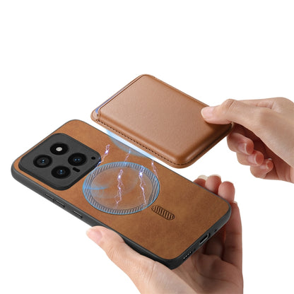 For Xiaomi Redmi Note 13 Pro 4G Retro Magsafe Card Bag PU Back Cover Phone Case(Brown) - Note 13 Pro Cases by buy2fix | Online Shopping UK | buy2fix