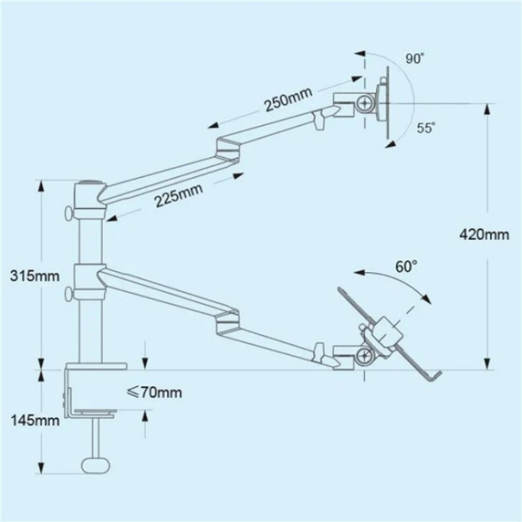 OL-10T Clip-on Desktop Stand Dual Computer Monitor Riser Bracket Laptop Holder - Laptop Stand by buy2fix | Online Shopping UK | buy2fix