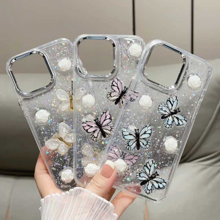 For iPhone 16 Glitter 3D Butterfly TPU Phone Case(Gold) - iPhone 16 Cases by buy2fix | Online Shopping UK | buy2fix